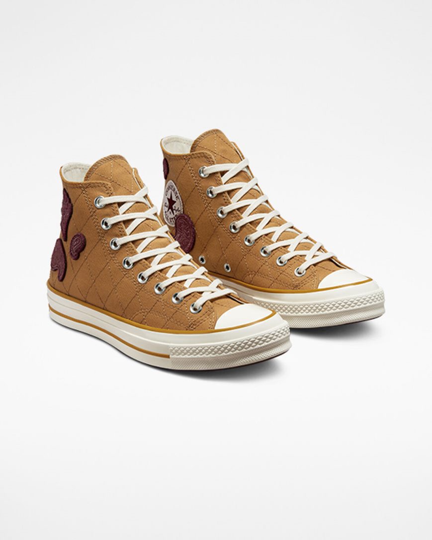 Zapatillas Altas Converse Chuck 70 Crafted Patches Mujer Naranjas Burdeos Oscuro | PE 540PW8